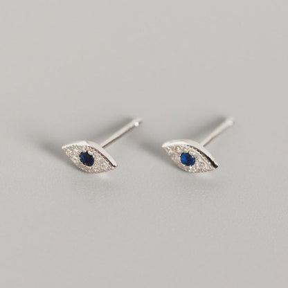 Sterling Silver Evil Eye Stud Earrings silver by HitMyNeed