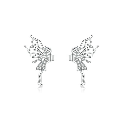 Sterling Silver Fairy Earrings with Cubic Zirconia by HitMyNeed