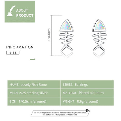 Sterling Silver Fish Bone Opal Stud Earrings by HitMyNeed