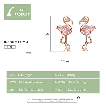Sterling Silver Flamingo Stud Earrings for Women by HitMyNeed