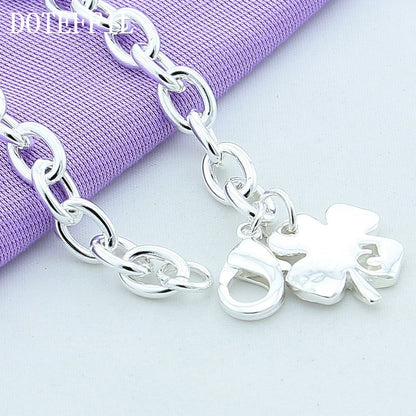 Sterling Silver Four Leaf Clover Bracelet by HitMyNeed
