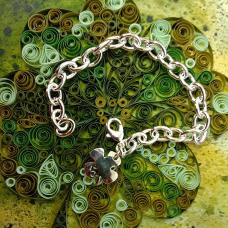 Sterling Silver Four Leaf Clover Bracelet by HitMyNeed