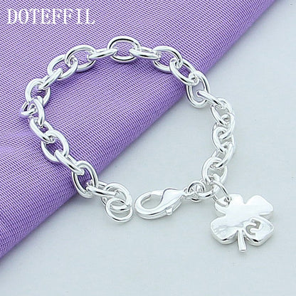 Sterling Silver Four Leaf Clover Bracelet by HitMyNeed