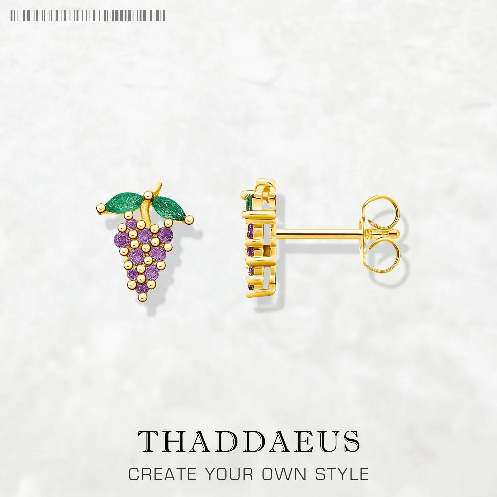 Sterling Silver Grape Stud Earrings with Zircon by HitMyNeed