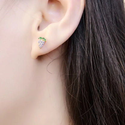 Sterling Silver Grape Stud Earrings with Zircon by HitMyNeed