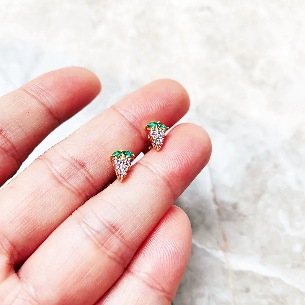 Sterling Silver Grape Stud Earrings with Zircon by HitMyNeed