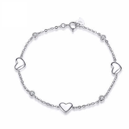 Sterling Silver Heart Charm Bracelet for Women by HitMyNeed