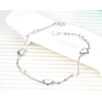 Sterling Silver Heart Charm Bracelet for Women by HitMyNeed