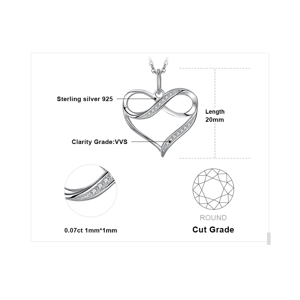 Sterling Silver Heart Infinity Pendant Necklace Charm by HitMyNeed