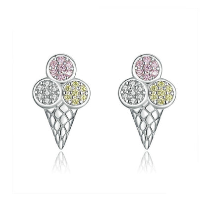 Sterling Silver Ice Cream Stud Earrings by HitMyNeed