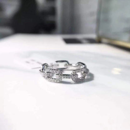 Sterling Silver Link Chain Ring with Zircon by HitMyNeed