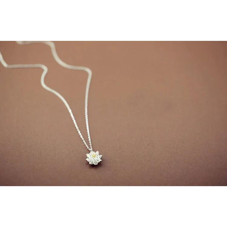 Sterling Silver Lotus Flower Pendant Necklace by HitMyNeed