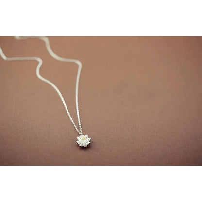 Sterling Silver Lotus Flower Pendant Necklace by HitMyNeed