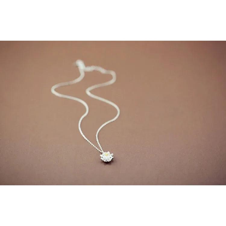 Sterling Silver Lotus Flower Pendant Necklace by HitMyNeed