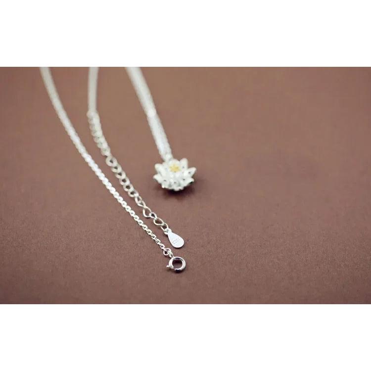 Sterling Silver Lotus Flower Pendant Necklace by HitMyNeed