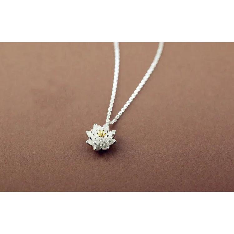 Sterling Silver Lotus Flower Pendant Necklace by HitMyNeed