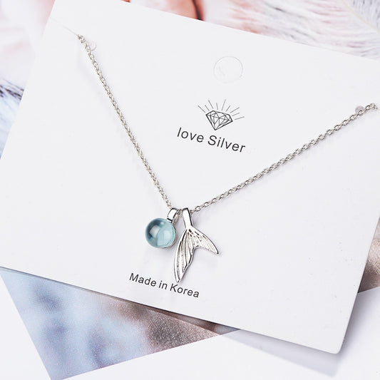Sterling Silver Mermaid Tail Necklace with Crystal by HitMyNeed
