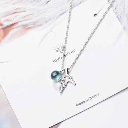Sterling Silver Mermaid Tail Necklace with Crystal by HitMyNeed