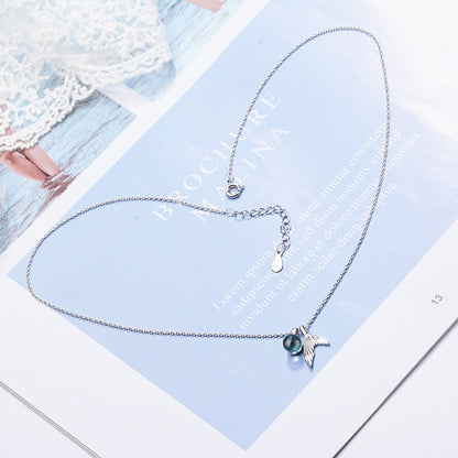 Sterling Silver Mermaid Tail Necklace with Crystal by HitMyNeed