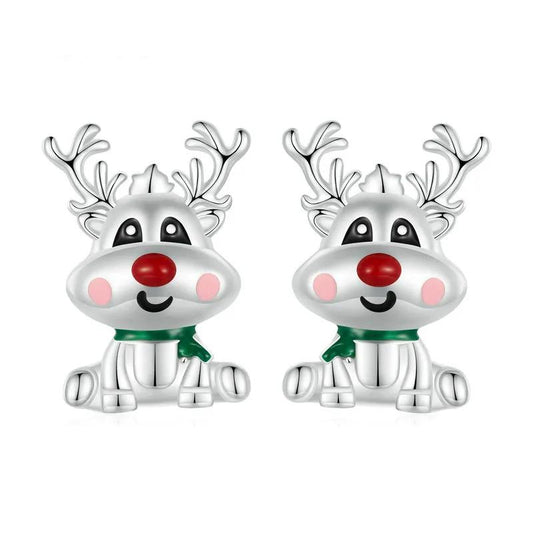 Sterling Silver Reindeer Stud Earrings by HitMyNeed