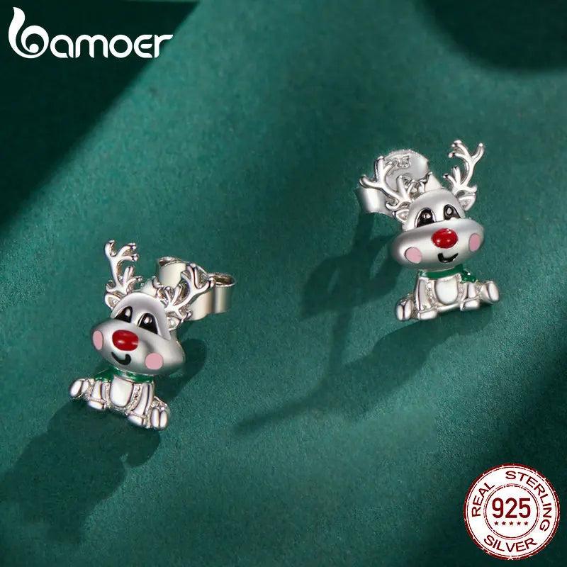 Sterling Silver Reindeer Stud Earrings by HitMyNeed
