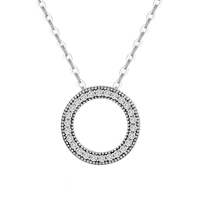 Sterling Silver Round Zircon Pendant Necklace by HitMyNeed