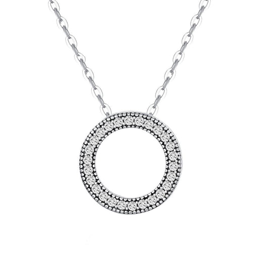 Sterling Silver Round Zircon Pendant Necklace by HitMyNeed