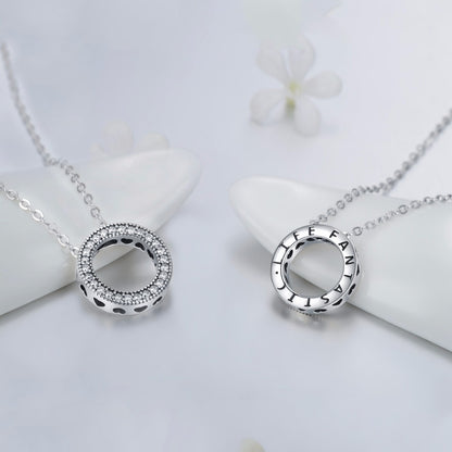 Sterling Silver Round Zircon Pendant Necklace by HitMyNeed