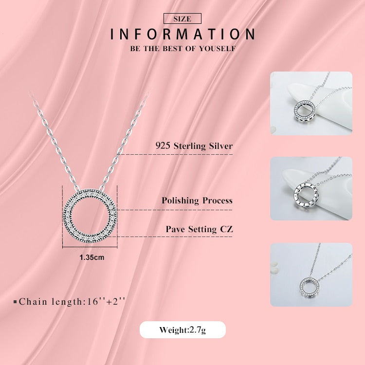 Sterling Silver Round Zircon Pendant Necklace by HitMyNeed
