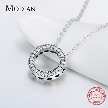 Sterling Silver Round Zircon Pendant Necklace by HitMyNeed
