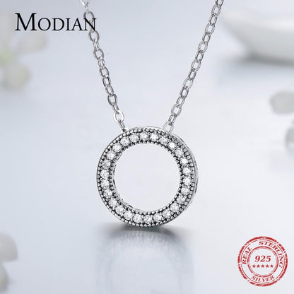 Sterling Silver Round Zircon Pendant Necklace by HitMyNeed