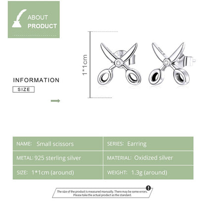 Sterling Silver Scissor Stud Earrings with CZ by HitMyNeed