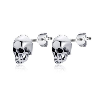 Sterling Silver Skull Stud Earrings for Women & Men by HitMyNeed