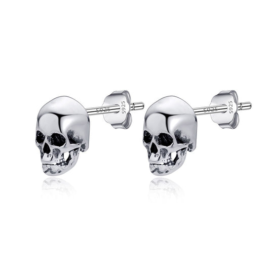 Sterling Silver Skull Stud Earrings for Women & Men by HitMyNeed