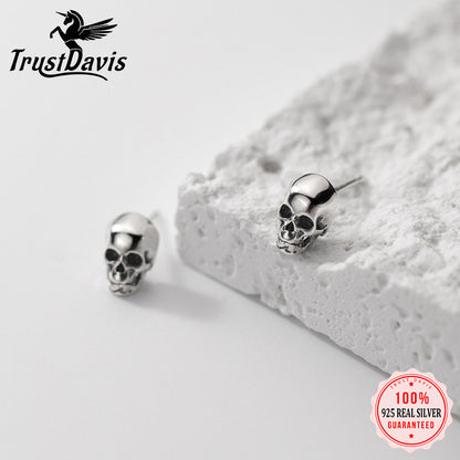 Sterling Silver Skull Stud Earrings for Women & Men by HitMyNeed
