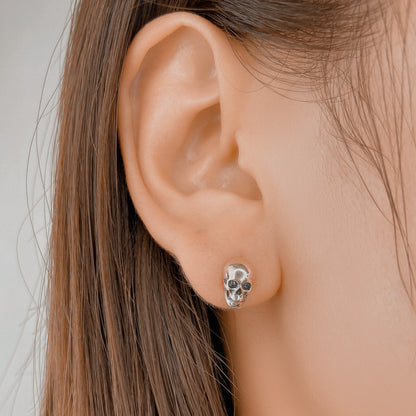 Sterling Silver Skull Stud Earrings for Women & Men by HitMyNeed