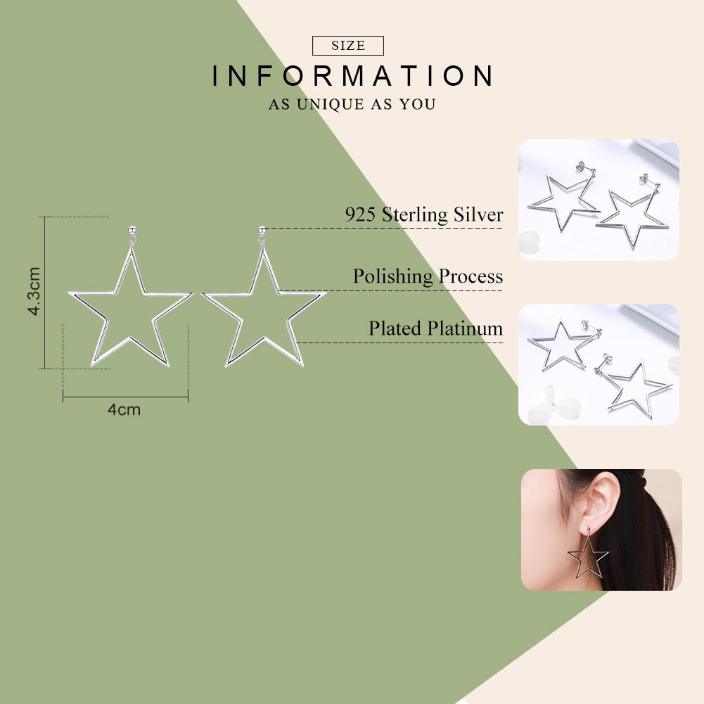 Sterling Silver Star Earrings for Women by HitMyNeed