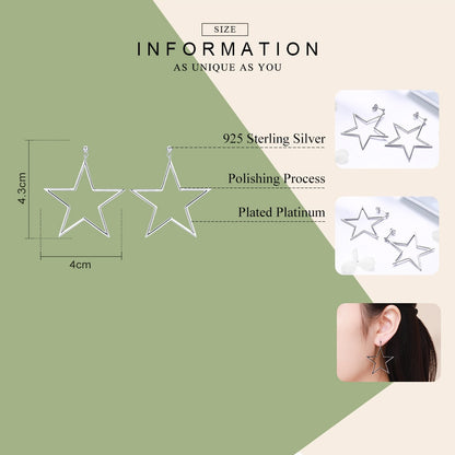 Sterling Silver Star Earrings for Women by HitMyNeed