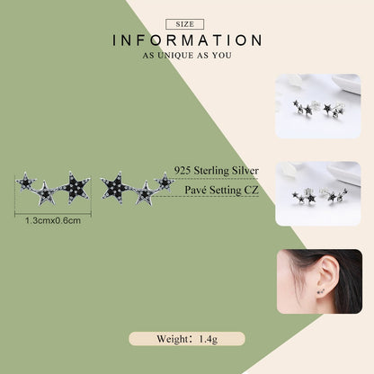 Sterling Silver Star Stud Earrings for Women by HitMyNeed