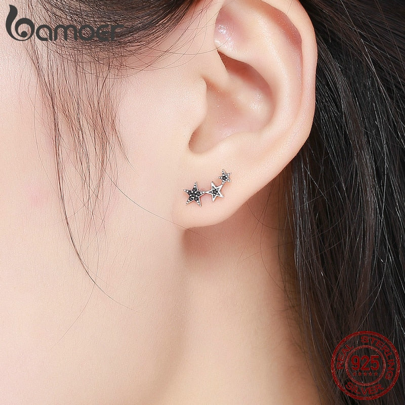 Sterling Silver Star Stud Earrings for Women by HitMyNeed