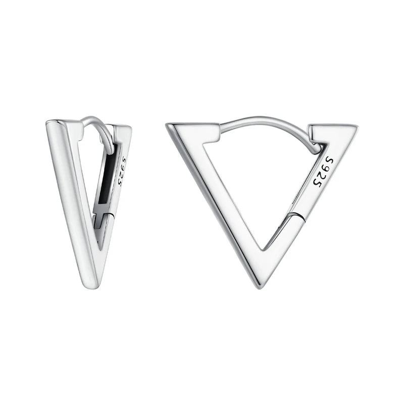 Sterling Silver Triangle Hoop Earrings silver by HitMyNeed