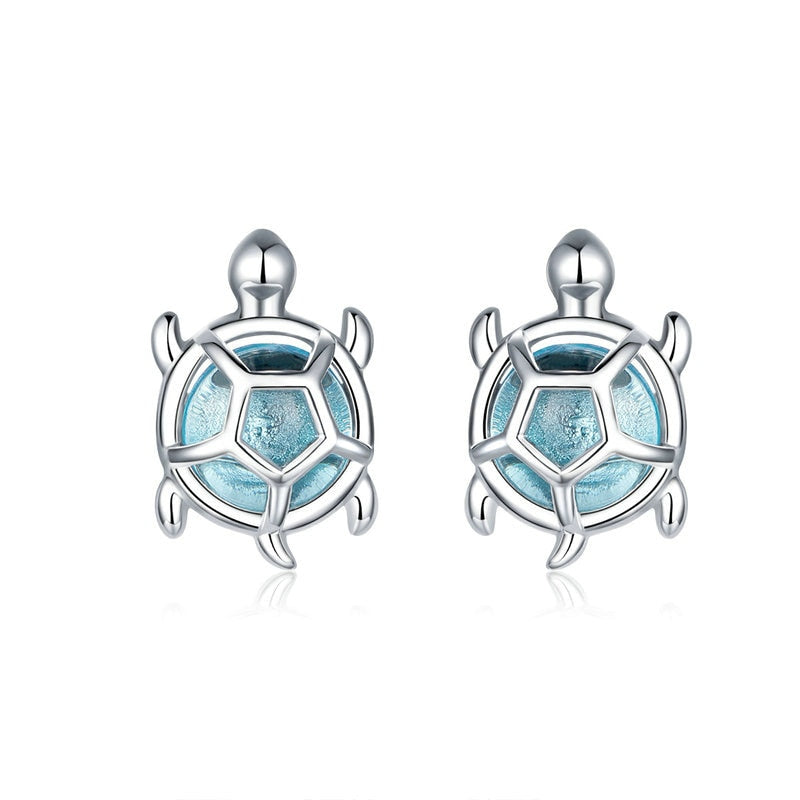 Sterling Silver Turtle Stud Earrings for Women by HitMyNeed