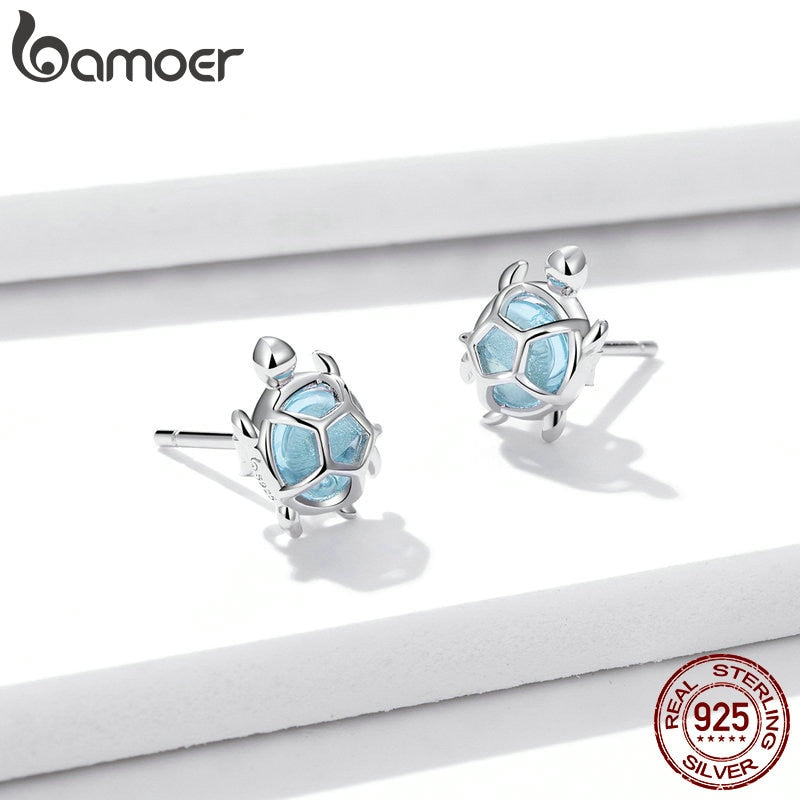 Sterling Silver Turtle Stud Earrings for Women by HitMyNeed