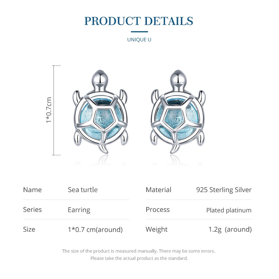 Sterling Silver Turtle Stud Earrings for Women by HitMyNeed