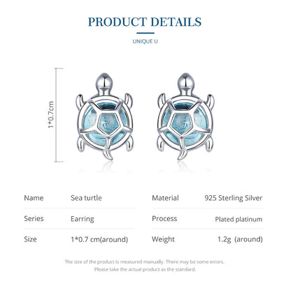 Sterling Silver Turtle Stud Earrings for Women by HitMyNeed