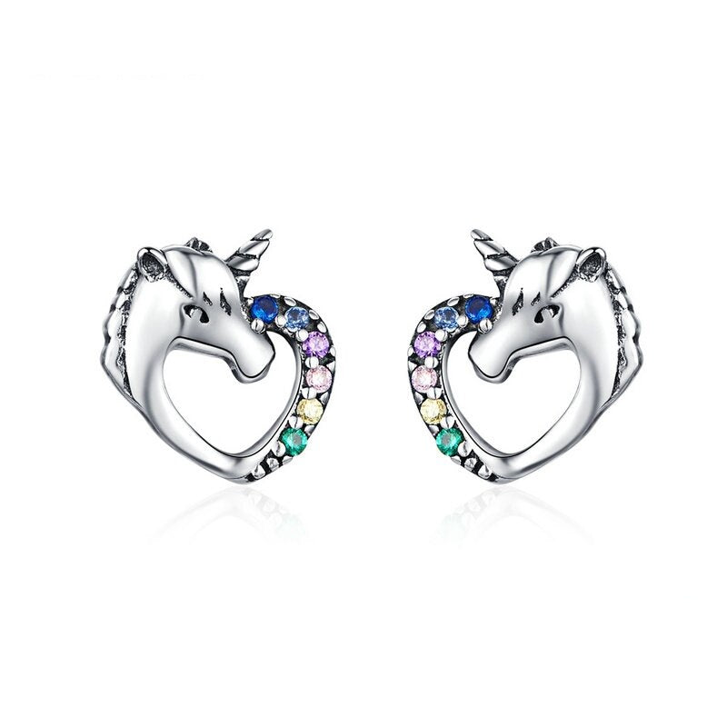 Sterling Silver Unicorn Stud Earrings for Girls by HitMyNeed