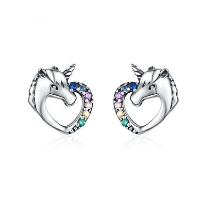 Sterling Silver Unicorn Stud Earrings for Girls by HitMyNeed