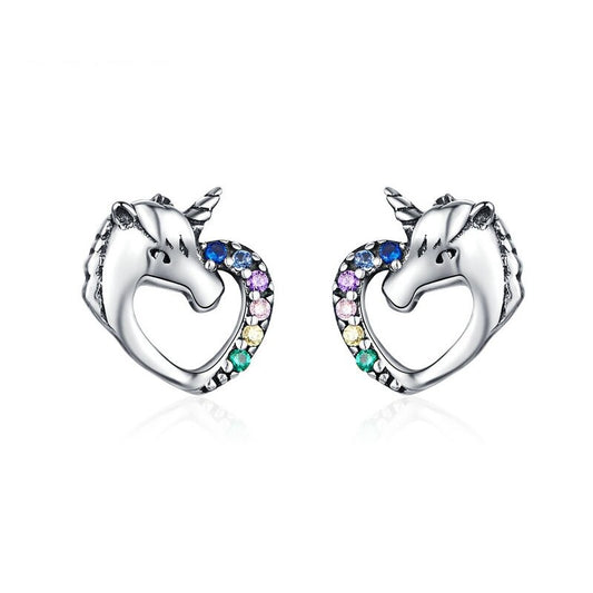 Sterling Silver Unicorn Stud Earrings for Girls by HitMyNeed