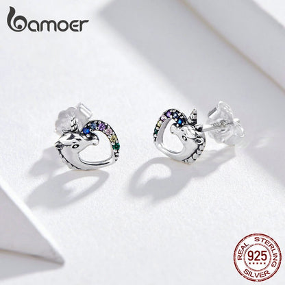 Sterling Silver Unicorn Stud Earrings for Girls by HitMyNeed