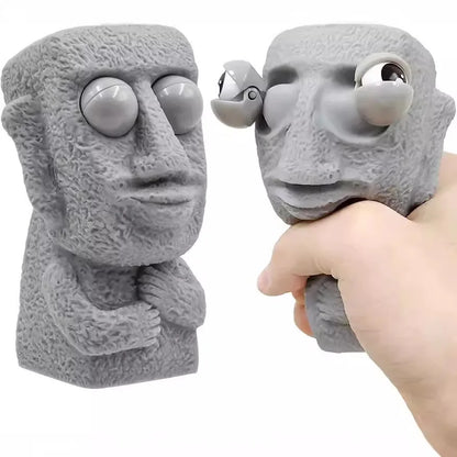 Stone Man Moai Stress Toy with Pop-Out Eyes by HitMyNeed